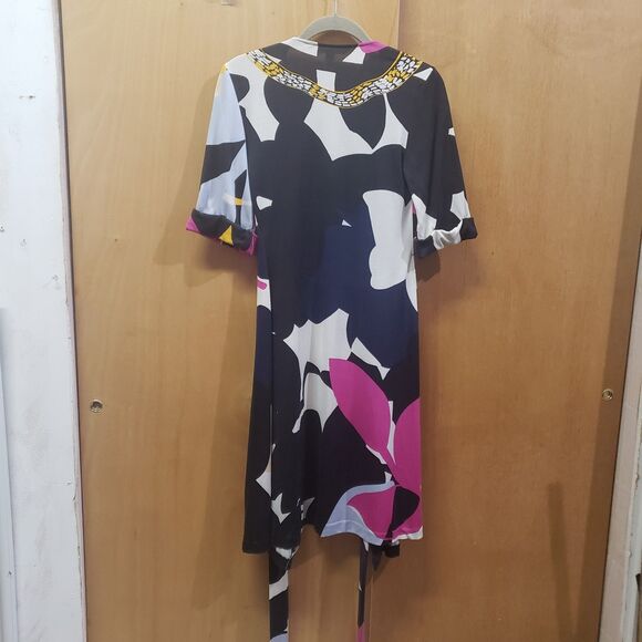 Diane von Furstenberg silk wrap dress snake print-black/white/pink/yellow&blue 6 - Picture 5 of 8